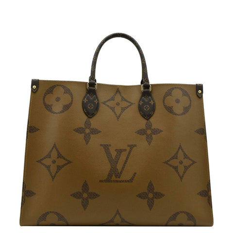 LOUIS VUITTON Onthego GM Giant Monogram Canvas Tote Bag Brown