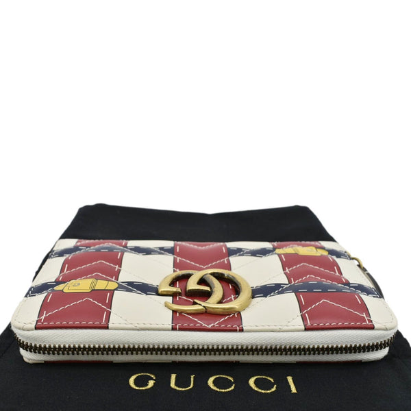 GUCCI GG Marmont Trompe L'Oeil Print Matelasse Leather Zip Around Wallet Multicolor 466490