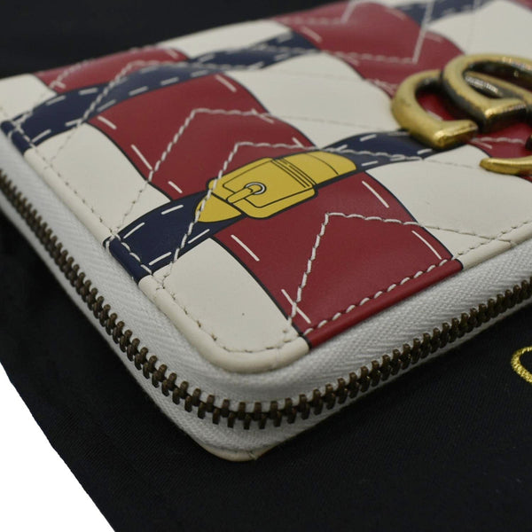GUCCI GG Marmont Trompe L'Oeil Print Matelasse Leather Zip Around Wallet Multicolor 466490