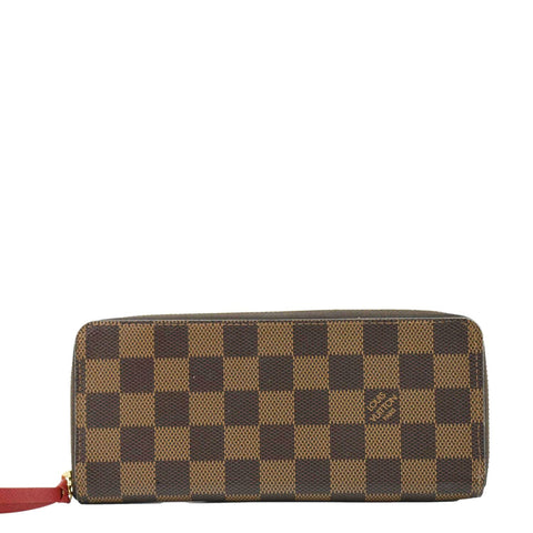 LOUIS VUITTON Clemence Damier Ebene Zippy Wallet Brown