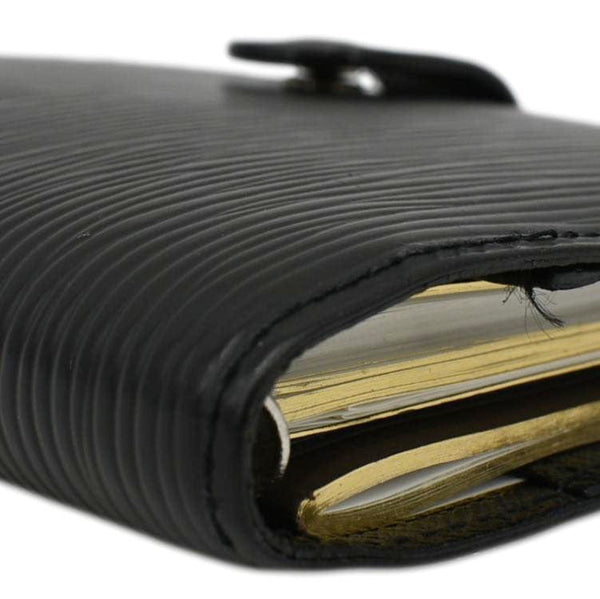 LOUIS VUITTON Ring Agenda Small Epi Leather Organizer Cover Black