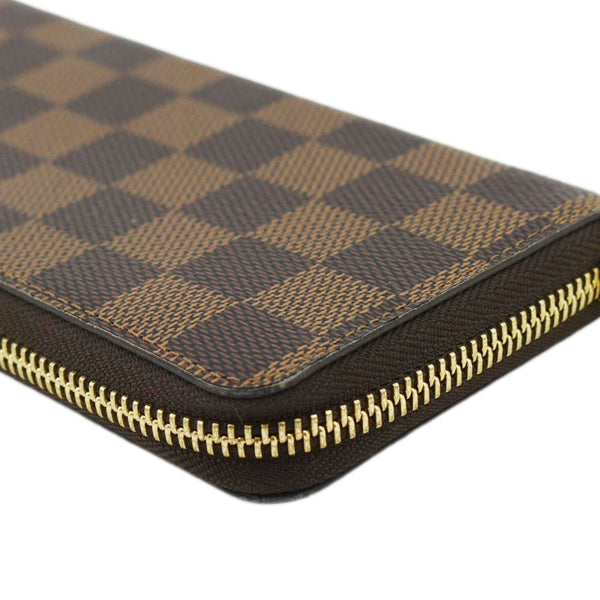 LOUIS VUITTON Clemence Damier Ebene Zippy Wallet Brown