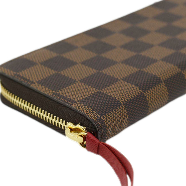 LOUIS VUITTON Clemence Damier Ebene Zippy Wallet Brown