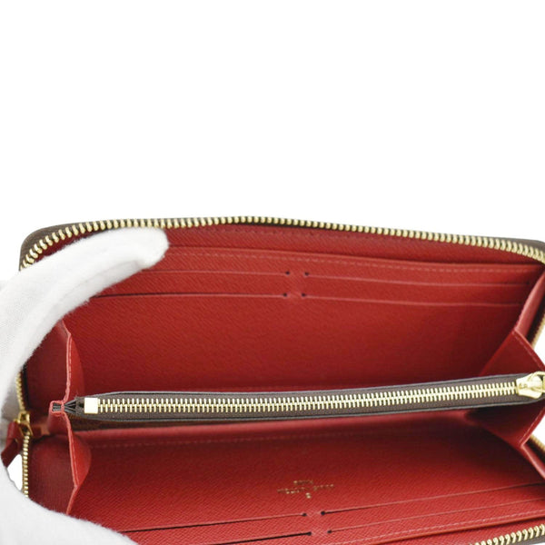LOUIS VUITTON Clemence Damier Ebene Zippy Wallet Brown