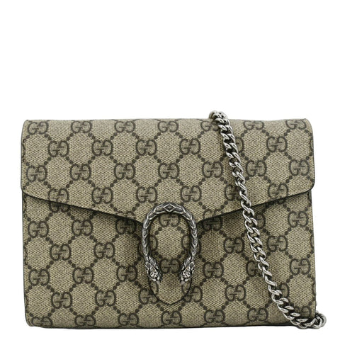 GUCCI Dionysus GG Supreme Crossbody Chain Wallet Beige 401231