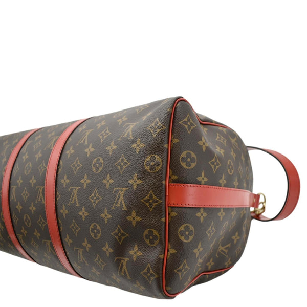LOUIS VUITTON Keepall 50 Bandouliere Monogram Canvas Travel Bag Red