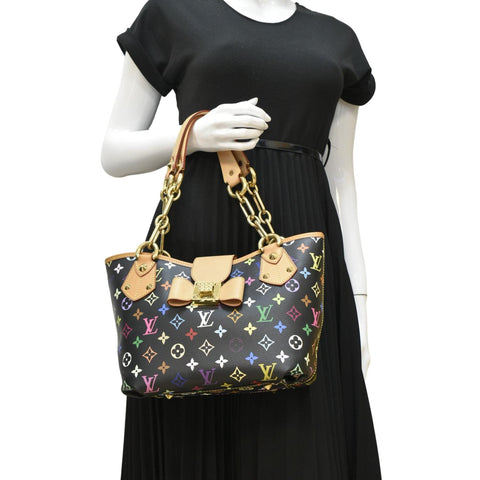 LOUIS VUITTON Annie MM Multicolor Monogram Canvas Shoulder Bag Black