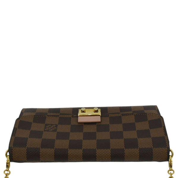 LOUIS VUITTON Croisette Chic Crossbody Chain Wallet Brown with land scape view