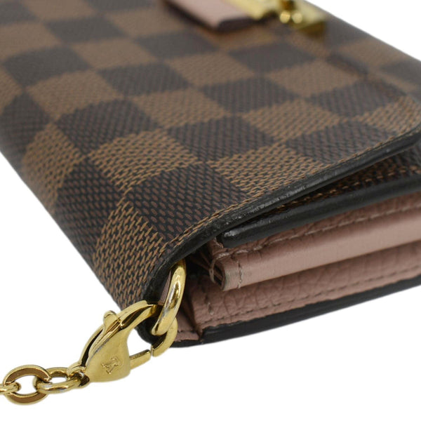 LOUIS VUITTON Croisette Chic Crossbody Chain Wallet Brown with right side corner view