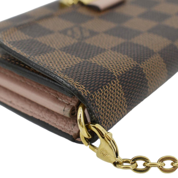 LOUIS VUITTON Croisette Chic Crossbody Chain Wallet Brown with left side corner view