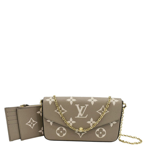 LOUIS VUITTON Felicie Pochette Monogram Empreinte Crossbody Bag Tourterelle/Creme