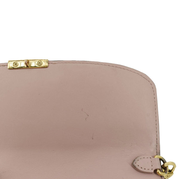 LOUIS VUITTON Croisette Chic Crossbody Chain Wallet Brown with in side corner view