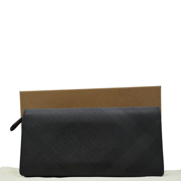 BURBERRY London Check Leather Zip Wallet Black