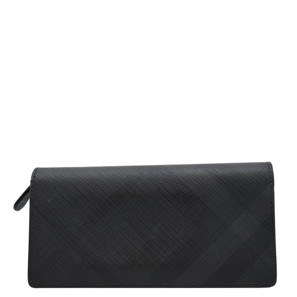 BURBERRY London Check Leather Zip Wallet Black