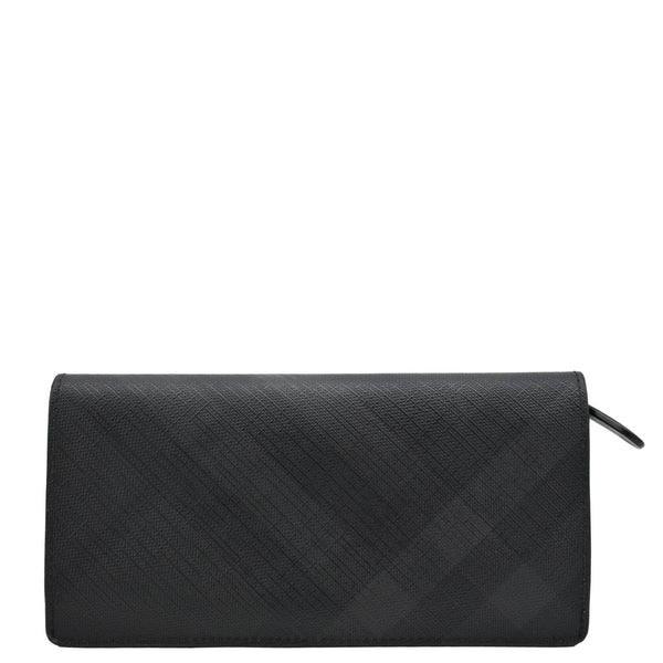BURBERRY London Check Leather Zip Wallet Black