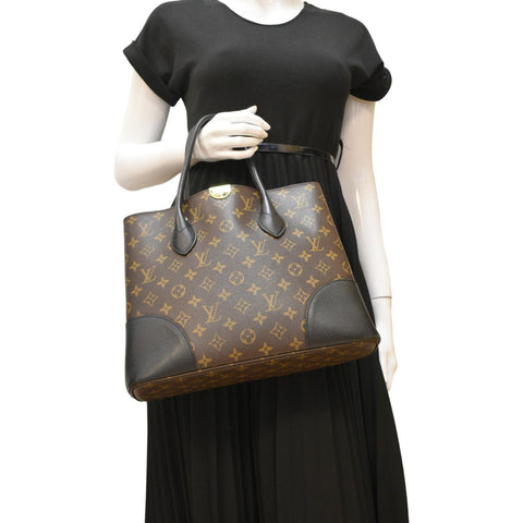 LOUIS VUITTON Flandrin Monogram Canvas Tote Shoulder Bag Brown