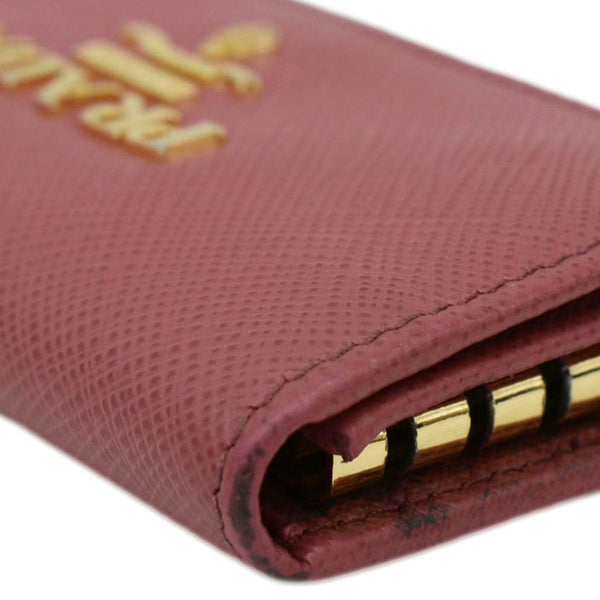 PRADA Small Saffiano Leather Key Holder Pink