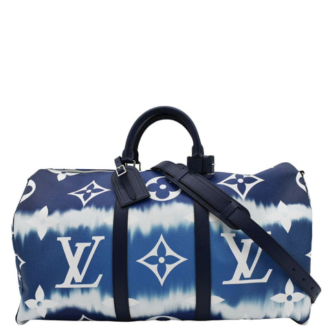 LOUIS VUITTON Keepall 50 Monogram Escale Bandouliere Canvas Travel Bag Blue