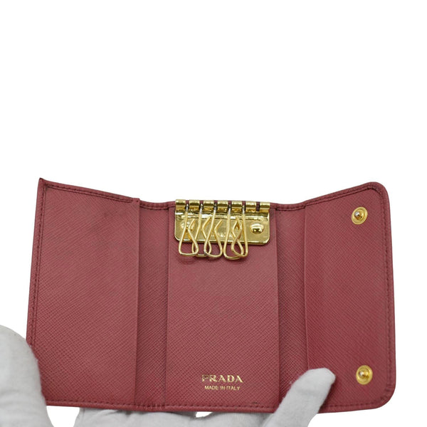 PRADA Small Saffiano Leather Key Holder Pink