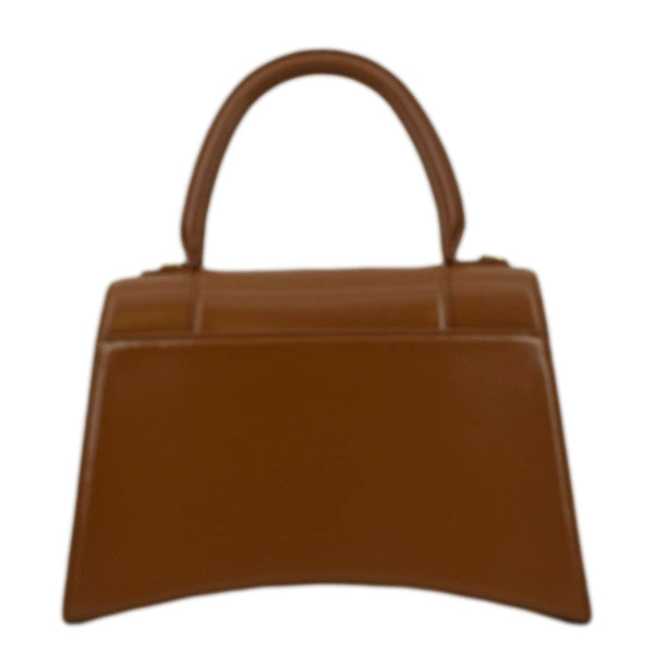 BALENCIAGA Medium Hourglass Leather Top Handle Shoulder Bag Tan