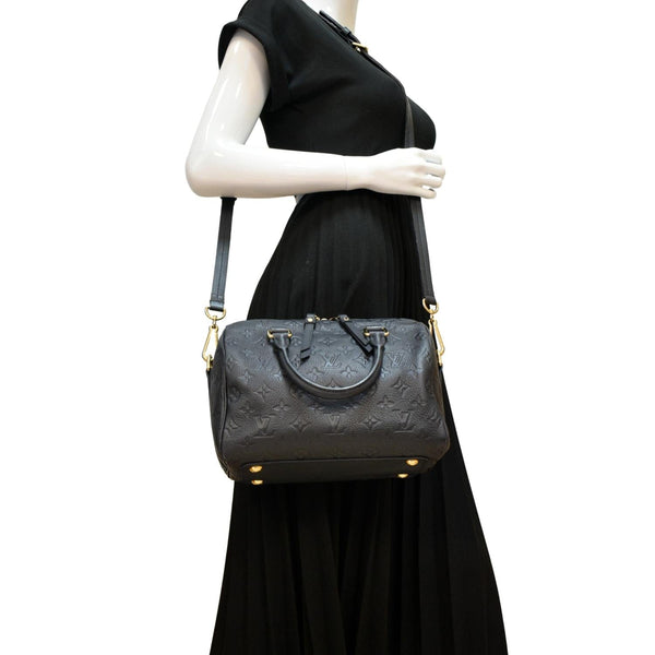 LOUIS VUITTON Speedy Bandouliere 25 Empreinte Leather Shoulder Bag Black