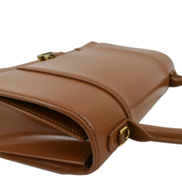 BALENCIAGA Medium Hourglass Leather Top Handle Shoulder Bag Tan
