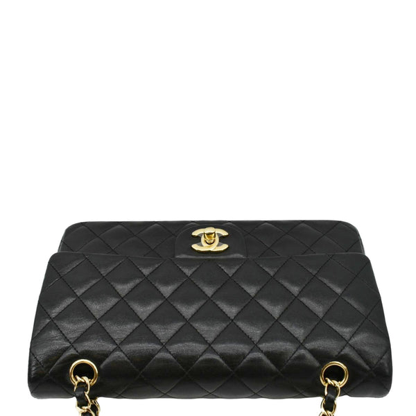 CHANEL Classic Medium Double Flap Quilted Leather Shoulder Bag Black