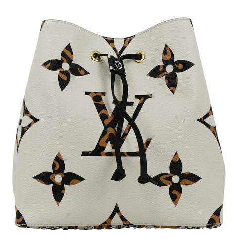 LOUIS VUITTON Neonoe Giant Jungle Canvas Shoulder Bucket Bag Ivory