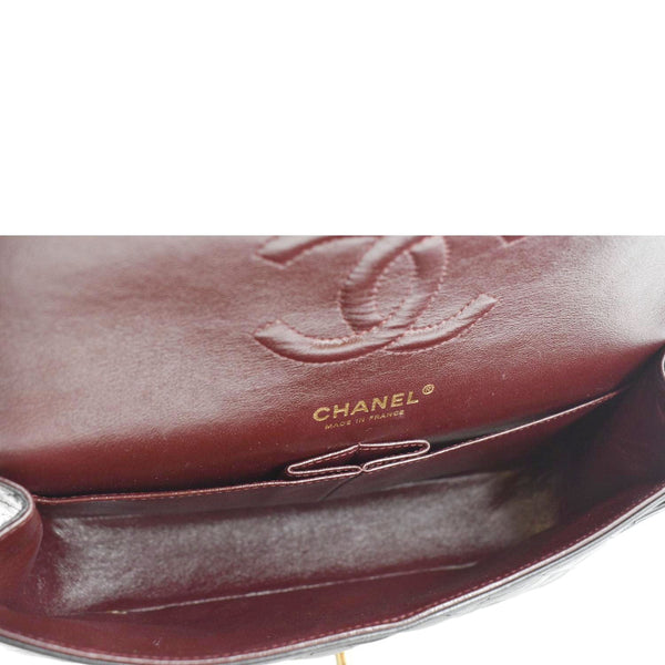 CHANEL Classic Medium Double Flap Quilted Leather Shoulder Bag Black