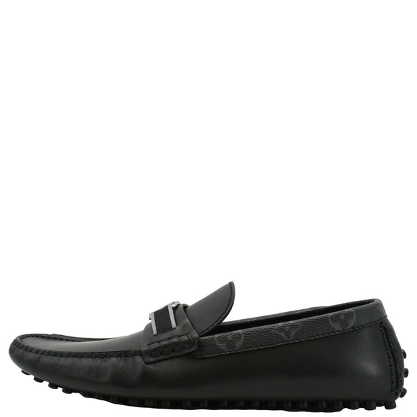 LOUIS VUITTON Hockenheim Moccasin Leather Loafers Black US 10