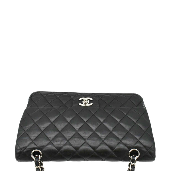 CHANEL Classic Medium Double Flap Quilted Leather Shoulder Bag Black