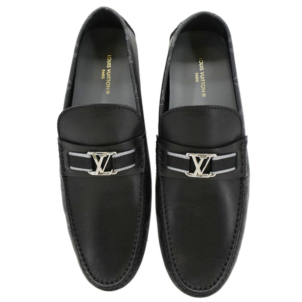 LOUIS VUITTON Hockenheim Moccasin Leather Loafers Black US 10