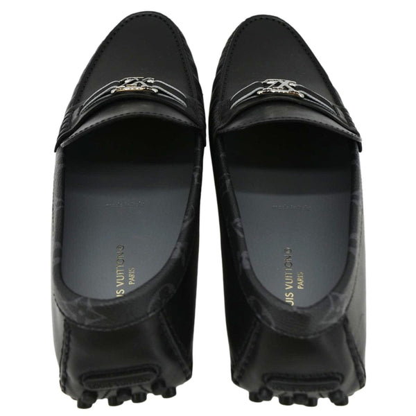 LOUIS VUITTON Hockenheim Moccasin Leather Loafers Black US 10