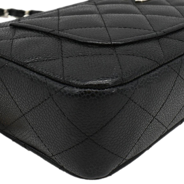 CHANEL Front Pocket Quilted Caviar Leather Chain Shoulder Bag Black