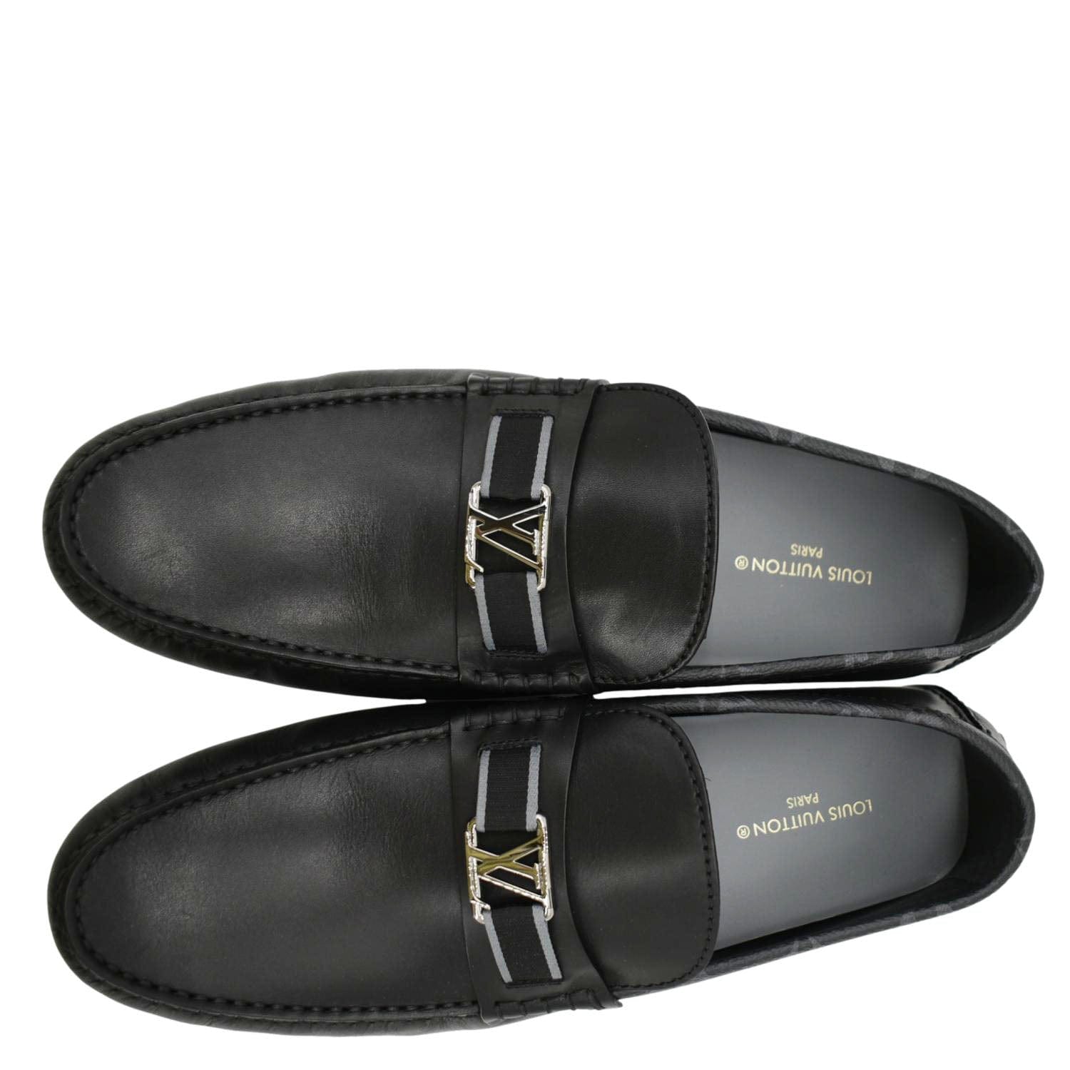 LOUIS VUITTON Hockenheim Moccasin Leather Loafers Black US 10