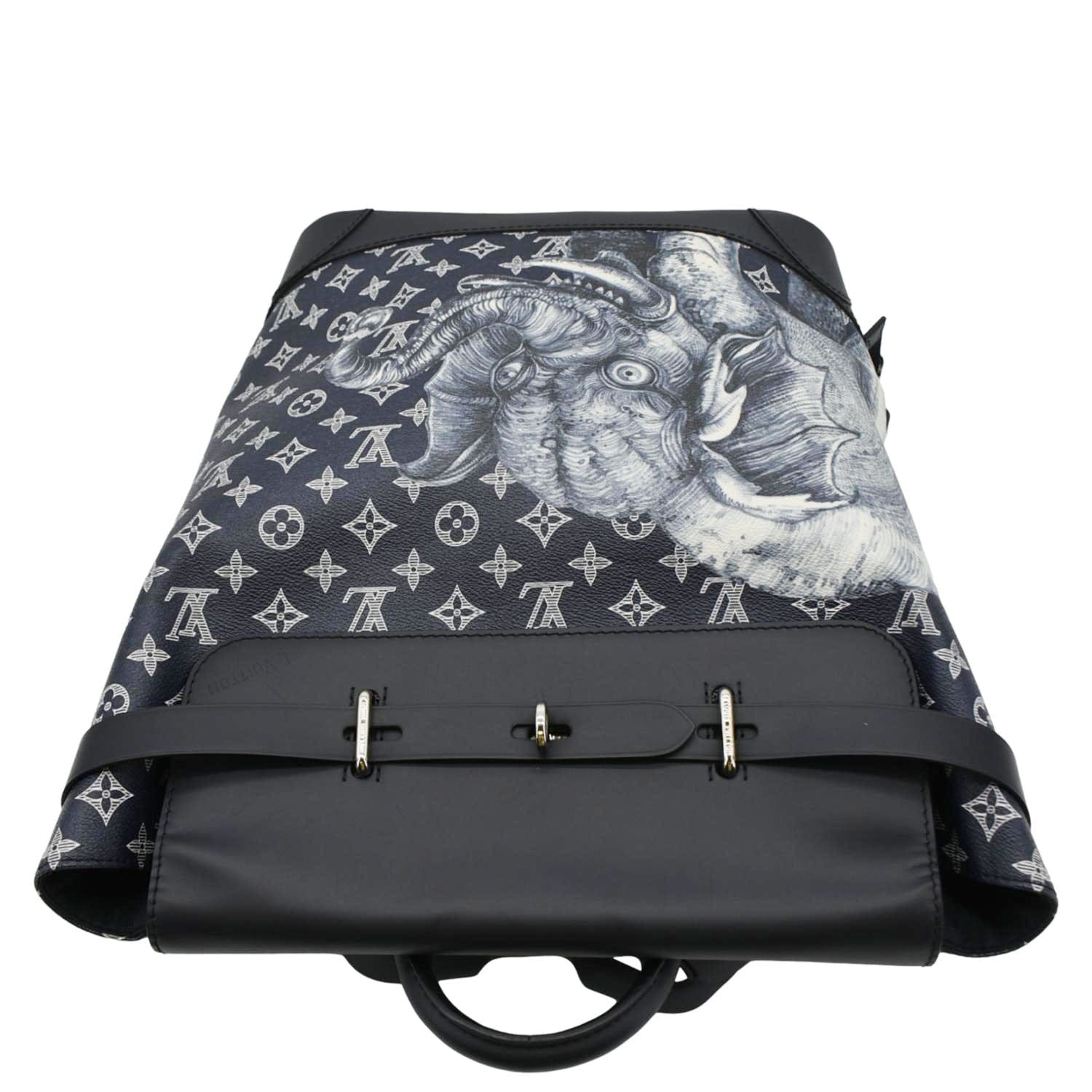 LOUIS VUITTON Steamer Savane Monogram Chapman Canvas Backpack Bag Navy Blue