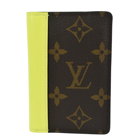 LOUIS VUITTON Pocket Organizer Monogram Canvas Wallet Neon Yellow
