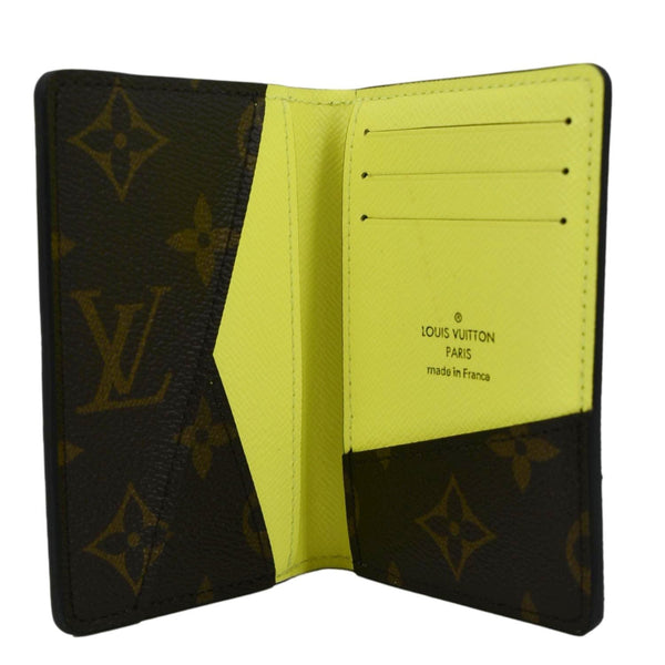 LOUIS VUITTON Pocket Organizer Monogram Canvas Wallet Neon Yellow