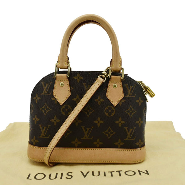 LOUIS VUITTON Alma BB Monogram Canvas Crossbody Bag Brown back look