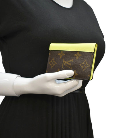 LOUIS VUITTON Pocket Organizer Monogram Canvas Wallet Neon Yellow