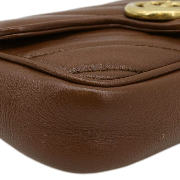 GUCCI GG Marmont Super Mini Matelasse Leather Shoulder Bag Brown 476433