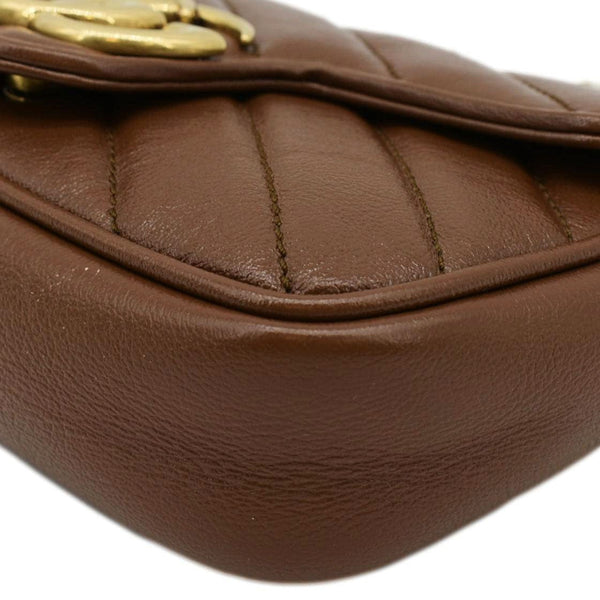 GUCCI GG Marmont Super Mini Matelasse Leather Shoulder Bag Brown 476433