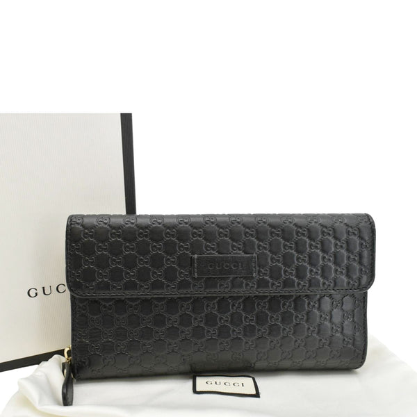 GUCCI Microguccissima Leather Zip Wallet Black back look