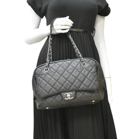 CHANEL Camera Quilted Caviar Leather Shoulder Bag Black