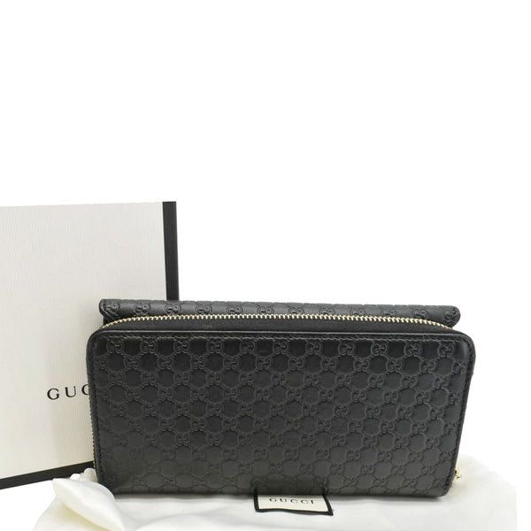 GUCCI Microguccissima Leather Zip Wallet Black upper look
