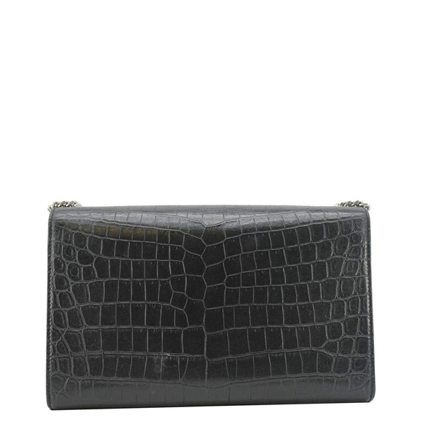YVES SAINT LAURENT Kate Tassel Medium Crocodile Embossed Leather Crossbody Bag Black