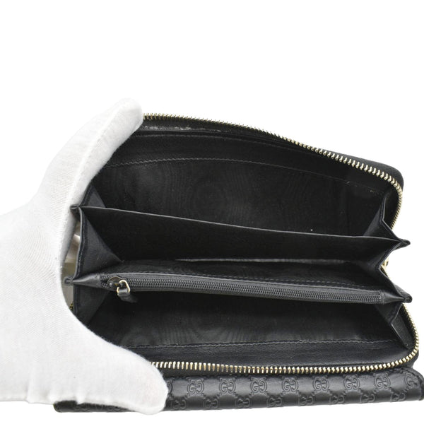 GUCCI Microguccissima Leather Zip Wallet Black 449364