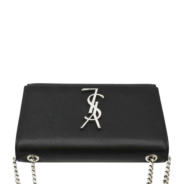 YVES SAINT LAURENT Kate Leather Chain Clutch Crossbody Bag Black