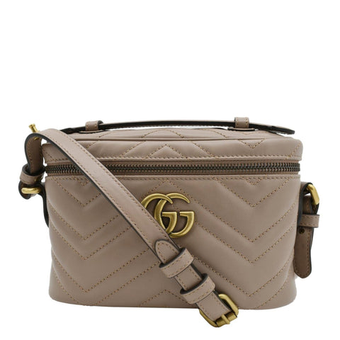 GUCCI GG Marmont Vanity Leather Crossbody Bag Dusty Pink 672253