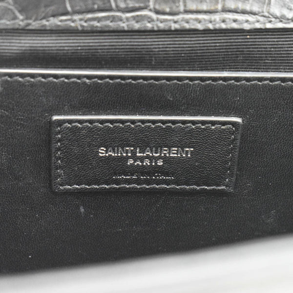 YVES SAINT LAURENT Kate Tassel Medium Crocodile Embossed Leather Crossbody Bag Black